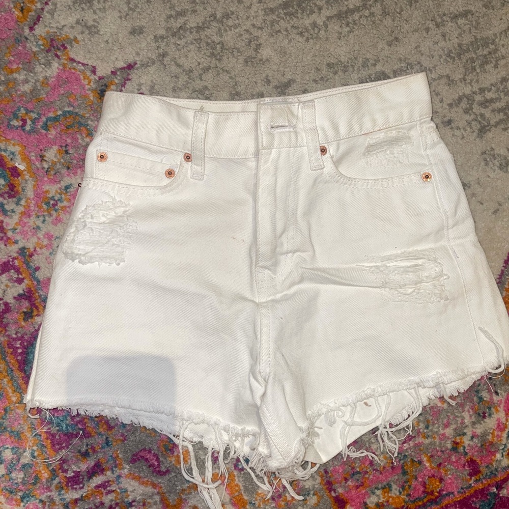White high waisted jean shorts